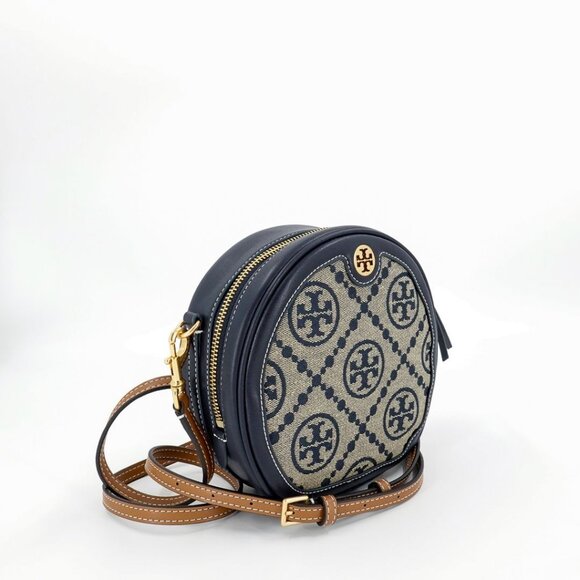 Tory Burch T Monogram Jacquard Moon Crossbody Bag Blue - Picture 4 of 15